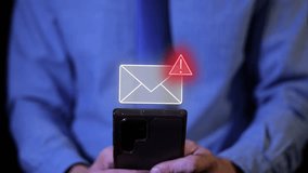 Animation of phishing email message received in inbox smartphone hacked business man working in office - Powered by Shutterstock - Get 15% off with code: PIKWIZARD15