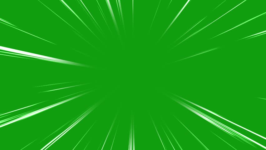 Green screen anime manga comic speed line background animation, action flash effect, concentrated motion lines for dynamic scenes
