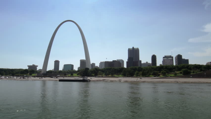 Approaching the city of St Louis, USA, on the Mississippi River.