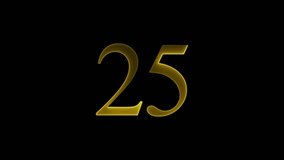 25 number text animation by yellow color neon mask glow on black background. - Powered by Shutterstock - Get 15% off with code: PIKWIZARD15