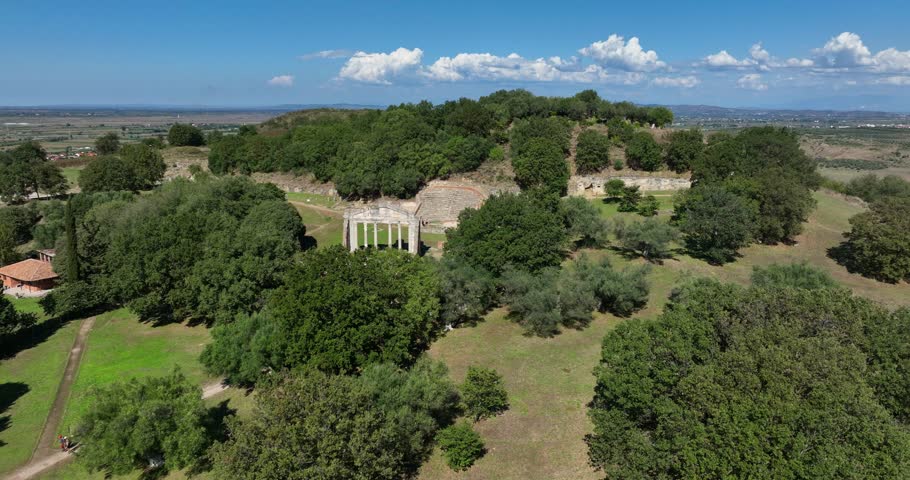 Apollonia Archaeological Site In Albania - Aerial Drone Shot