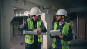 Angry nervous foreman inspector showing hand watch time worker employee late build deadline two Caucasian men males workers guys engineers contractors builders problem loss construction project plan - Powered by Shutterstock - Get 15% off with code: PIKWIZARD15