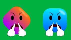 pink and blue emoji in frustration, argument and angry expression on green screen. seamless animation of angry feeling. - Powered by Shutterstock - Get 15% off with code: PIKWIZARD15