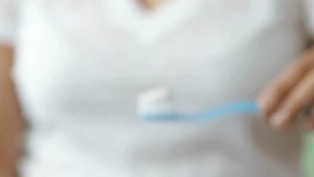 Close up of toothbrush with toothpaste on white background with copy space. Macro view of toothpaste with toothbrush. Deep cleaning of teeth. Close up - Powered by Shutterstock - Get 15% off with code: PIKWIZARD15