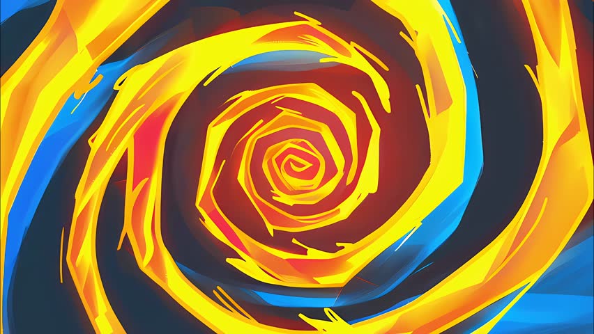 Cartoon-style animated spiral and radial pattern in vibrant colors. Hypnotic, abstract, and high-energy motion graphics perfect for dynamic backgrounds, comic-style effects, and psychedelic visuals.