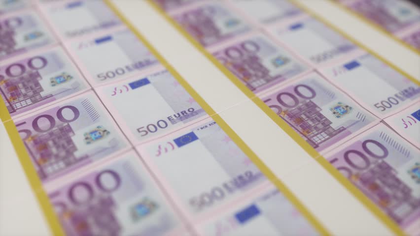 Euro Banknotes Printing Sheets - Financial and Currency Background