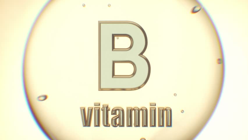 Glossy Vitamin B Molecule in Transparent Serum Drop on Light Background