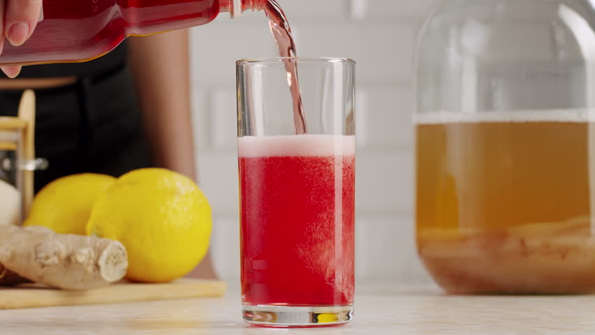 Kombucha tea, scoby fungus homemade Kombucha fermented drink, bacteria and yeast, fermentation, probiotic, Scoby, mushroom pro biotic, healthy fermented tea