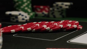 Game of poker in casino, taking place with poker chips and cards on a green table, gambling place, roulette jack pot.  - Powered by Shutterstock - Get 15% off with code: PIKWIZARD15