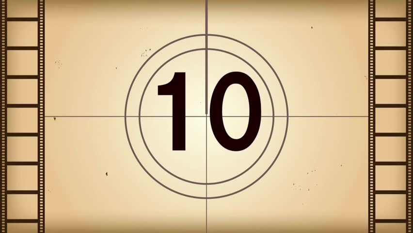 Movie Countdown Film Reel countdowns clock timer Animation 10 to 0 Background Abstract Stock Video