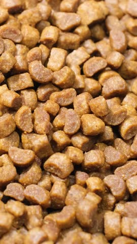 A CloseUp Image of Pet Food Kibble Granules Being Examined Closely for Its Features