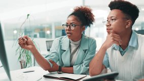 Trading, computer and people with planning on tablet for stock market analysis, currency comparison and strategy. Business team, trader and talking of investment research and cryptocurrency in office - Powered by Shutterstock - Get 15% off with code: PIKWIZARD15