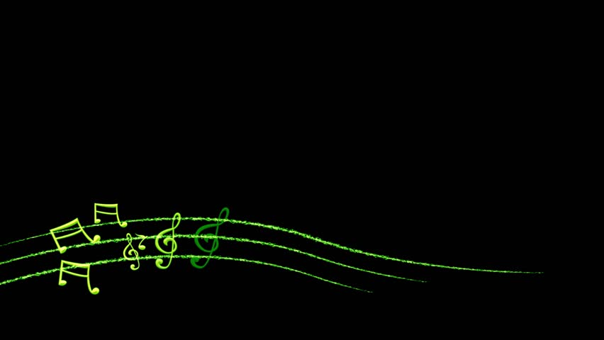 animated green  musical note in black  background 4k