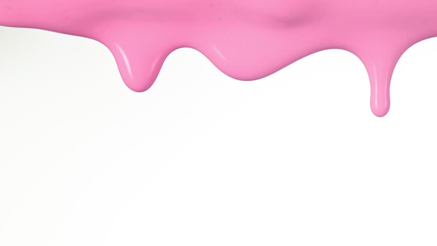 Super Slow Motion Detail Shot of Slowly Dripping Strawberry Cream Isolated on White at 1000fps.