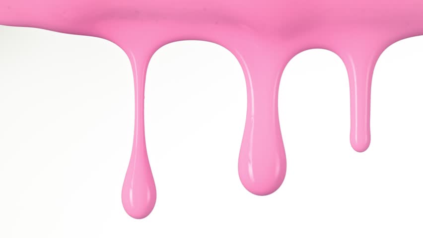 Super Slow Motion Detail Shot of Slowly Dripping Strawberry Cream Isolated on White at 1000fps.
