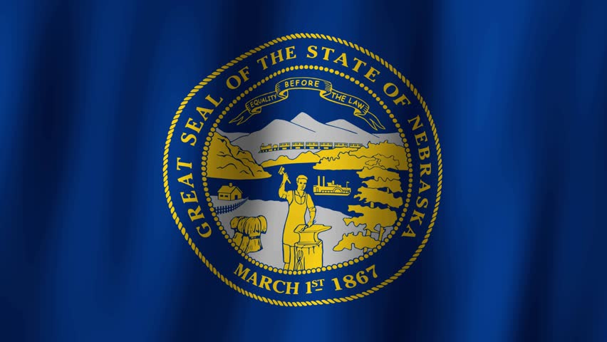 Loopable state flag of Nebraska. Digital animation waving background. (United States of America)