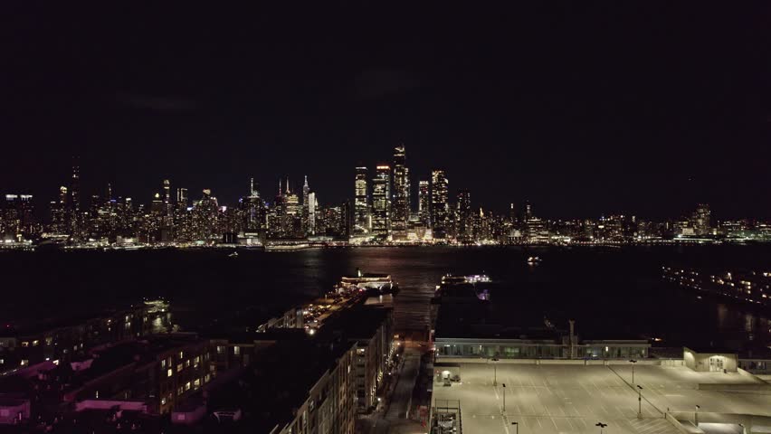 Stunning nighttime view of Manhattan
