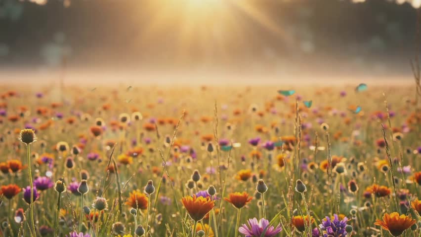 beautiful daisy flowers field with butterflies for gift design springtime background 