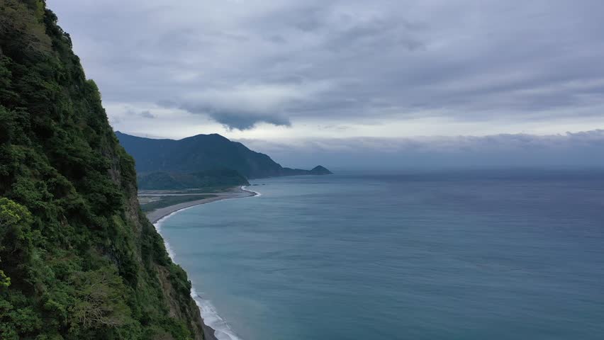 Flight over Guanyin Coast, Taiwan Island