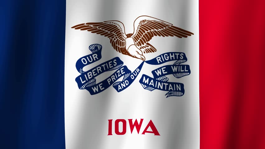 Loopable state flag of the State of Iowa. Digital animation waving background. (United States of America)
