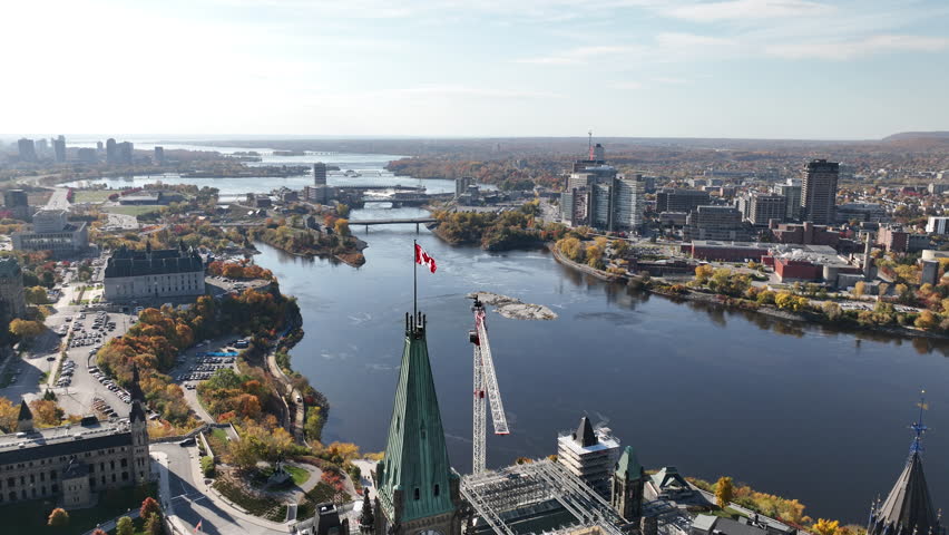 Beautiful vista view of Parliament hill Ottawa