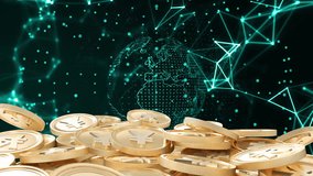 Gold coins with yen symbols over digital network and globe animation. Currency exchange, digital economy, cryptocurrency, blockchain, finance, global trade - Powered by Shutterstock - Get 15% off with code: PIKWIZARD15