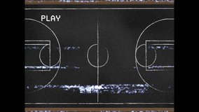 Basketball strategy on chalkboard with animation arrows and PLAY text in school. Sports, planning, coaching, tactics, teamwork, exercise - Powered by Shutterstock - Get 15% off with code: PIKWIZARD15