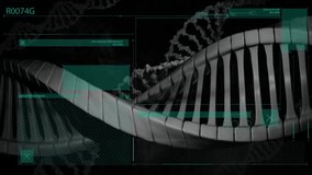 DNA strand processing with binary coding in scientific data animation. Genetics, bioinformatics, data science, biotechnology, molecular, innovation - Powered by Shutterstock - Get 15% off with code: PIKWIZARD15