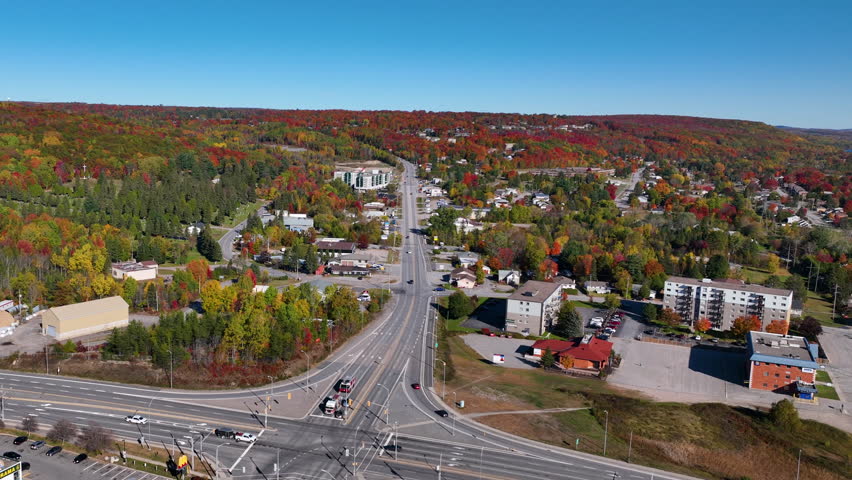 Aerial view North Bay autumn sunny day