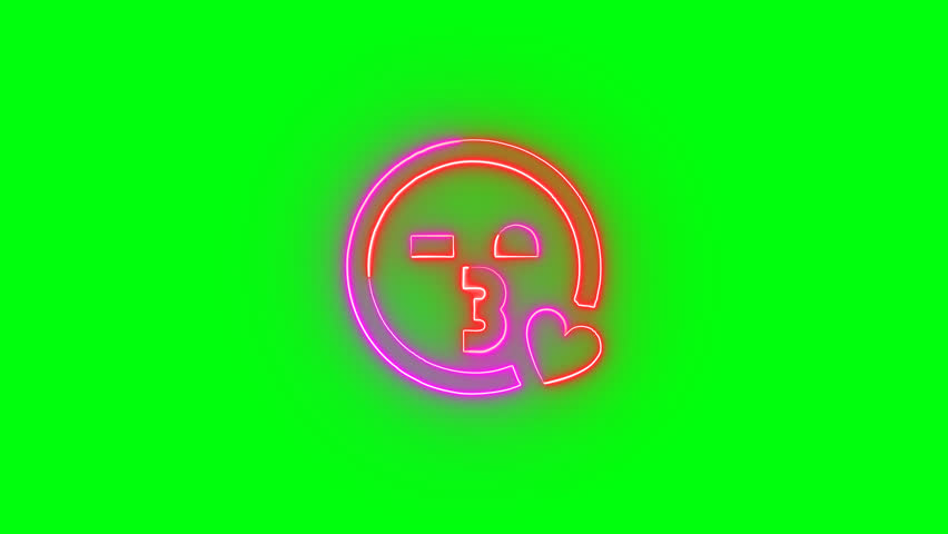 kiss emoji icon button animation on green screen background, chroma key