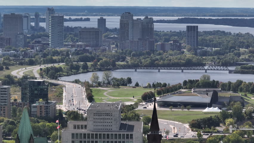 Aerial view of lebreton flats ottawa downtown