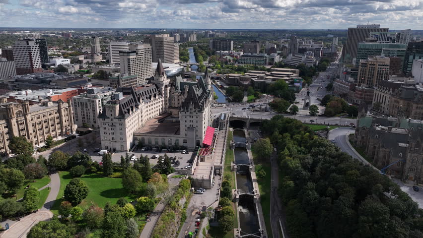 Ottawa chateau laurier aerial downtown view