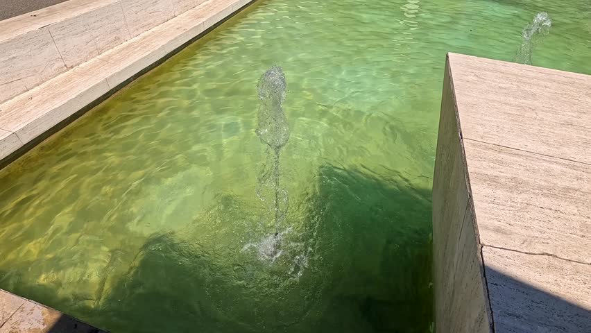 footage of water fountain in a gorgeous spring landscape at the Los Angeles County Arboretum and Botanic Garden in Arcadia California USA