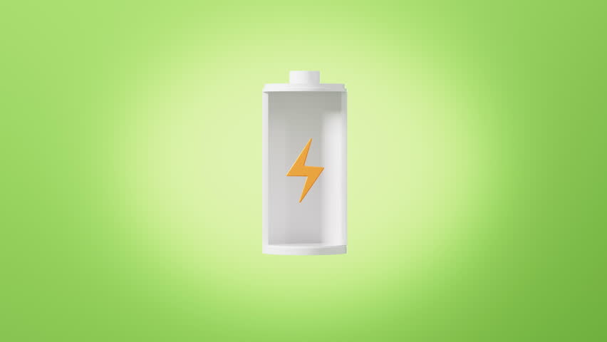 Cartoon green battery, protect environment concept, 3d rendering. Motion Graphic.