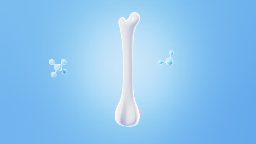 Human kneecap model and drug absorption, Biological and medical concepts, 3d rendering. Motion Graphic.