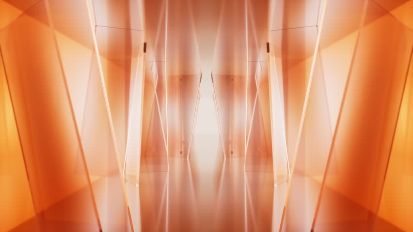 Orange neon tunnel and light background, abstract and technology concept, 3d rendering. Motion Graphic.