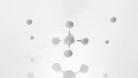 White molecule with white liquid background, milk and nutrient absorption, Milk powder etc background, 3d rendering. Motion Graphic. - Powered by Shutterstock - Get 15% off with code: PIKWIZARD15