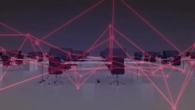 Network of connections and data processing animation over empty office desks. Technology, connectivity, networking, communication, digital, innovation - Powered by Shutterstock - Get 15% off with code: PIKWIZARD15