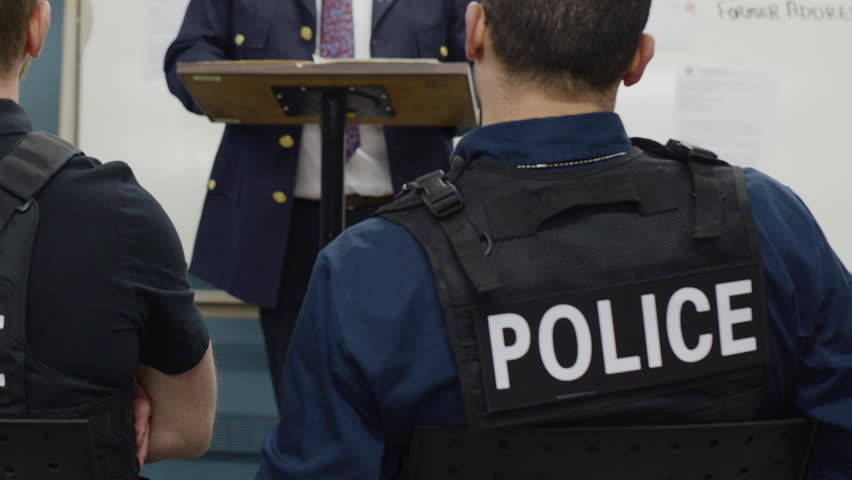 Police team in the briefing room