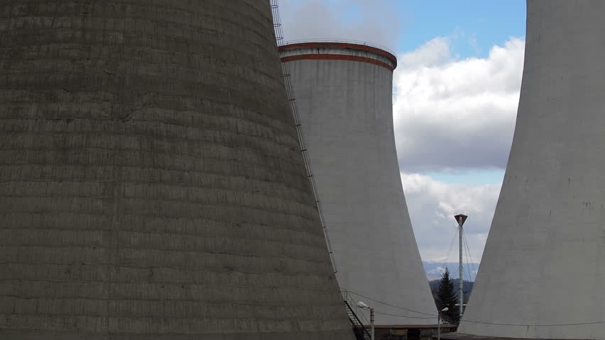 smoke stacks at coal fired power station polluting