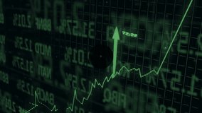 Analyzing stock market data with graphs and animation on green background. Finance, investment, statistics, analysis, economy, technology - Powered by Shutterstock - Get 15% off with code: PIKWIZARD15