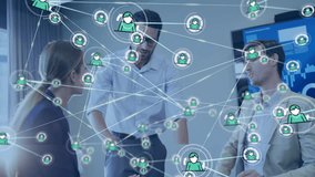 In business meeting, network of connections and data processing animation displayed. Technology, digital - Powered by Shutterstock - Get 15% off with code: PIKWIZARD15