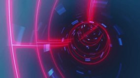 Neon red swirl animation over abstract cityscape with blue geometric shapes. digital, futuristic, cyberpunk, technology, urban - Powered by Shutterstock - Get 15% off with code: PIKWIZARD15