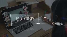 Attending online class, person viewing animation and research text on laptop screen. Technology, virtual learning, education, e-learning, digital, studying - Powered by Shutterstock - Get 15% off with code: PIKWIZARD15