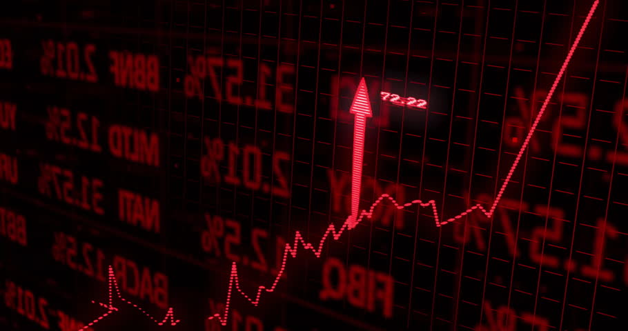 Animation of stock market graph fluctuating with binary code in digital display. Finance, data, trading, technology, investment, analysis