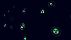 Animated purple and blue waves with green energy and currency symbols. Finance, technology, cryptocurrency, digital, abstract, futuristic - Powered by Shutterstock - Get 15% off with code: PIKWIZARD15