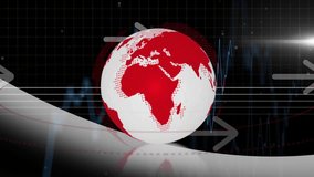 Animation of red and white globe with arrows on financial graph background. Finance, global, business, currency, economy, analytics - Powered by Shutterstock - Get 15% off with code: PIKWIZARD15