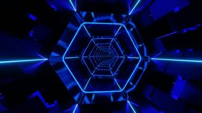 A 3d dynamic loop of infinity blue, pink futuristic hexagonal tunnel - suitable for the music visual artworks - Powered by Shutterstock - Get 15% off with code: PIKWIZARD15