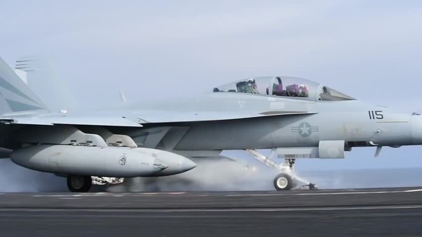 FA-18F Super Hornet takes off from an aircraft carrier