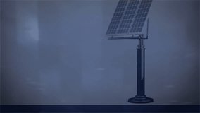 Solar panel with digital sound wave animation over blue background. Technology, innovation, energy, renewable, sustainability, futuristic - Powered by Shutterstock - Get 15% off with code: PIKWIZARD15